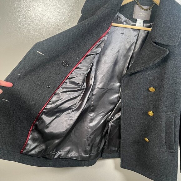 J. Crew Stadium Cloth Wool Pea Coat Size 2 Gray Nello Gori Double Breasted - Picture 9 of 12